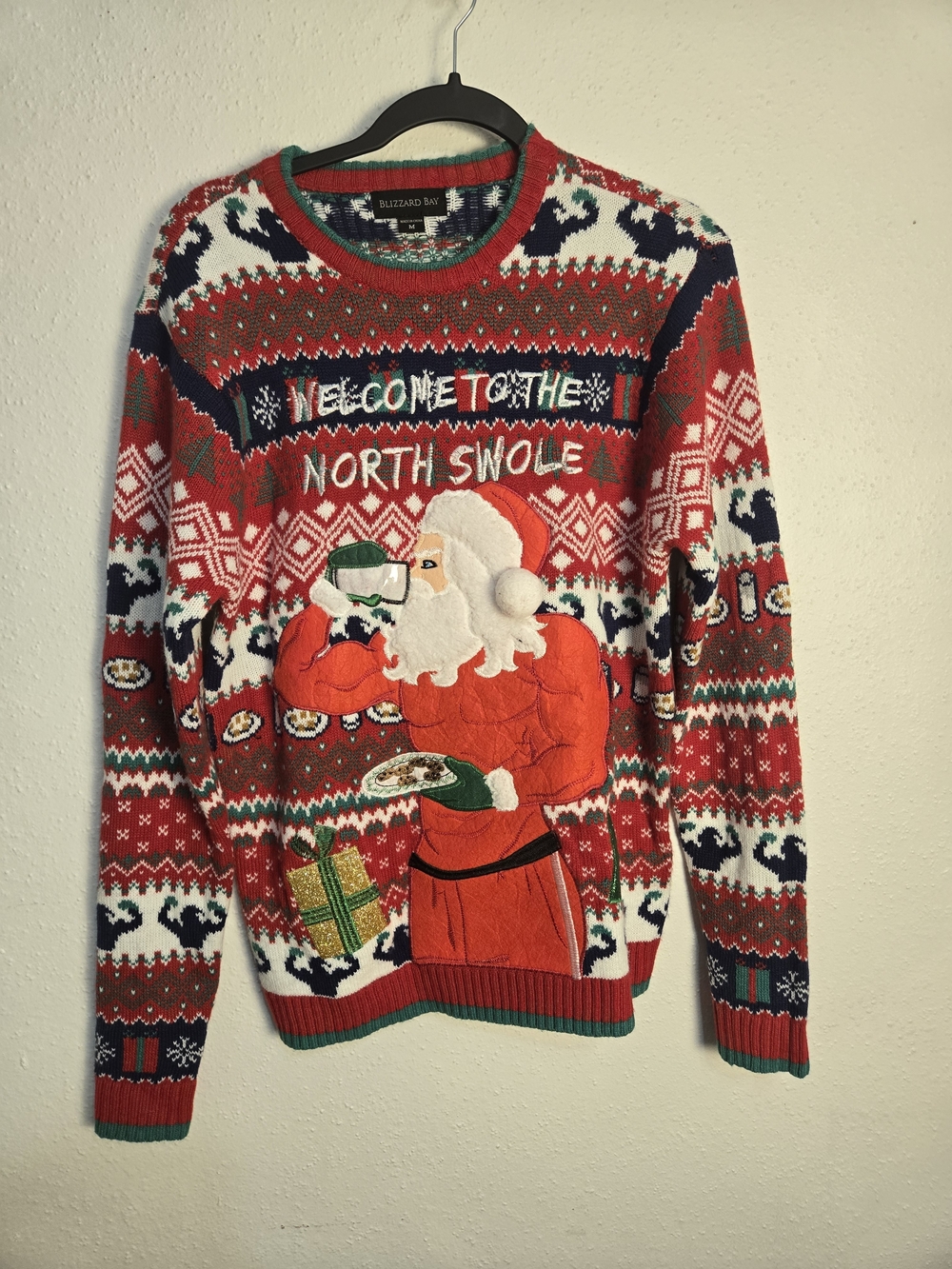 Men’s Red 'North Swole' Christmas Sweater Ugly Funny Humor